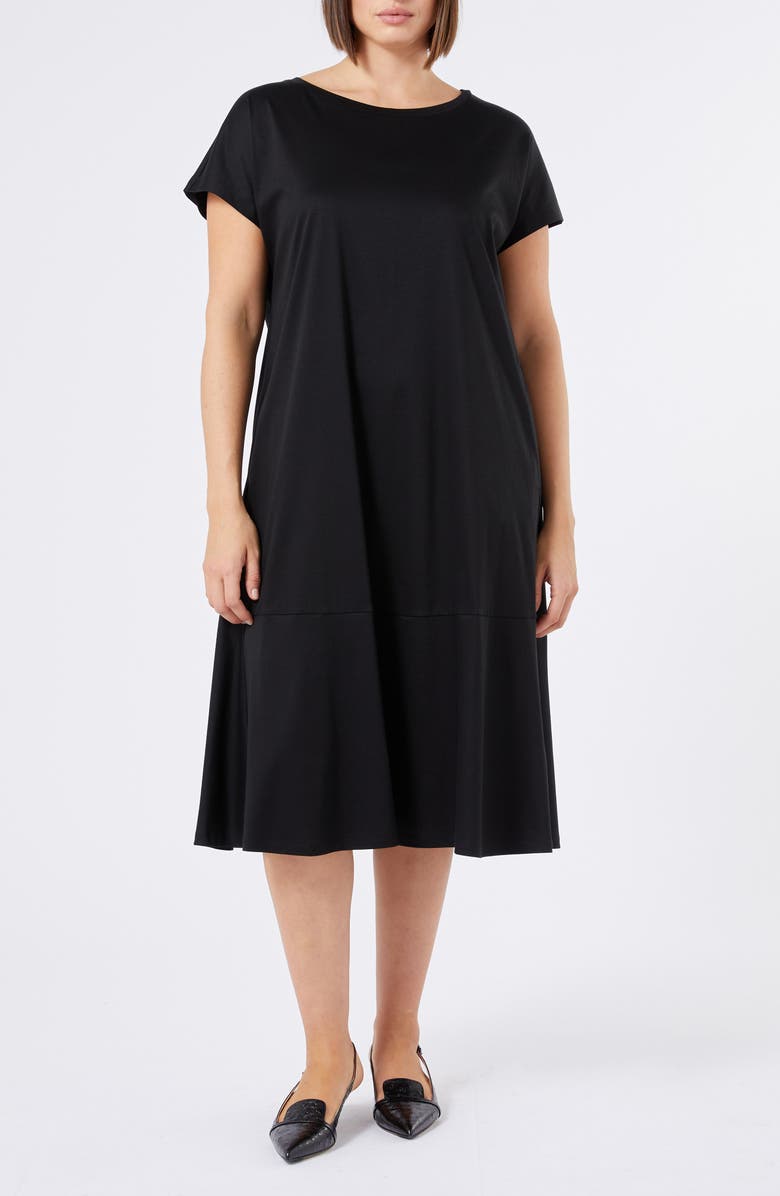 Marina Rinaldi Ara Interlock Jersey Midi Dress, Main, color, Black