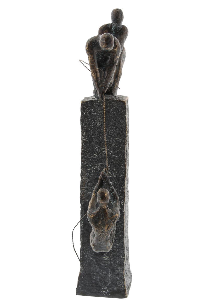 Gray Polystone Climbing People Sculpture, Alternate, color, GREY