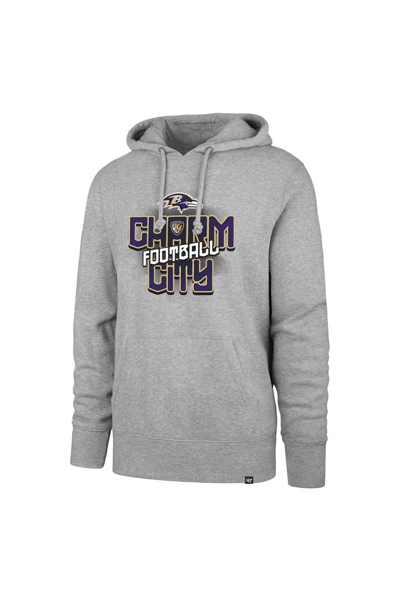 Men's '47 Gray Baltimore Ravens Regional Headline Pullover Hoodie, Alternate, color, Gray