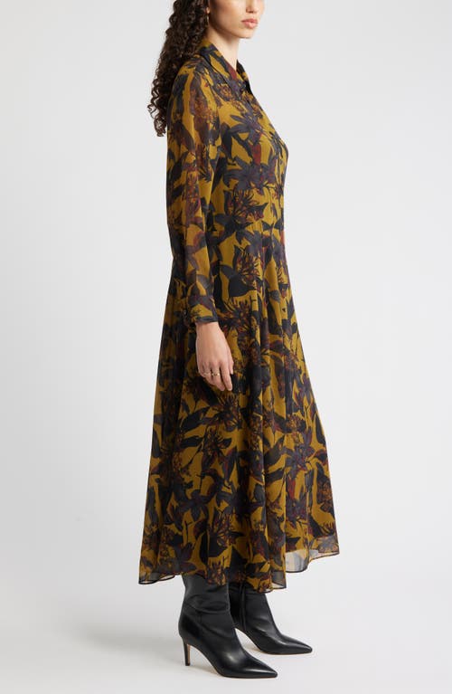 Nordstrom Floral Print Long Sleeve Shirtdress In Green