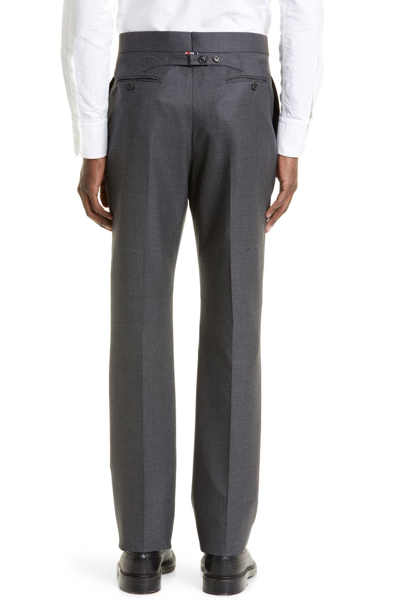 Thom Browne Classic Super 120s Wool Backstrap Pants, Alternate, color, Dark Grey