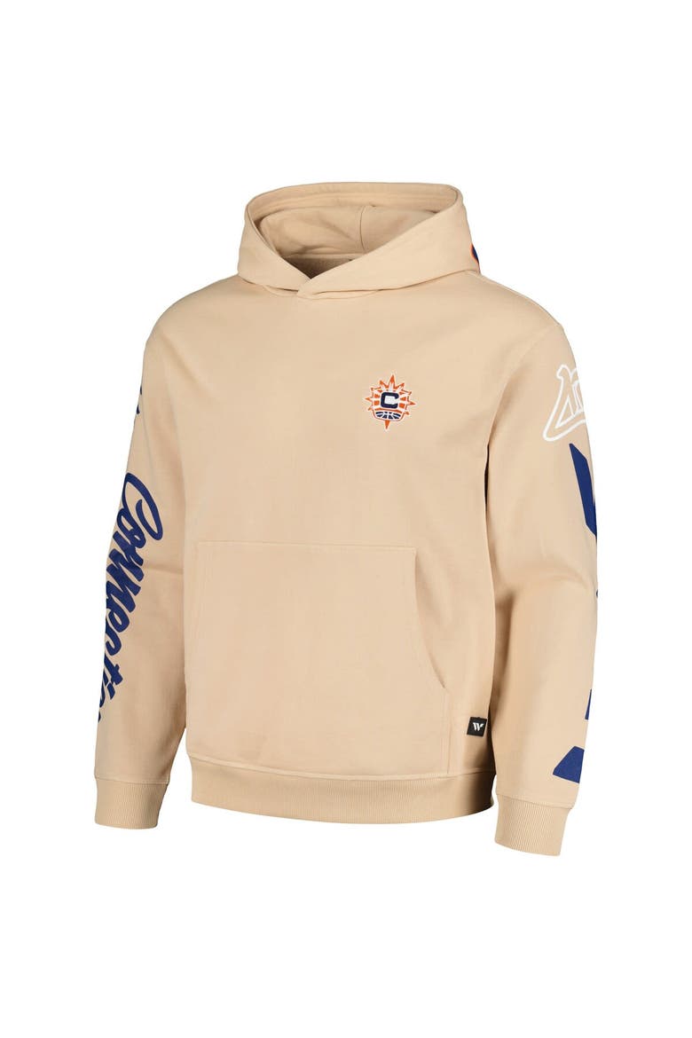 Unisex The Wild Collective Cream Connecticut Sun Graffiti Acid Wash Pullover Hoodie, Alternate, color, Cream