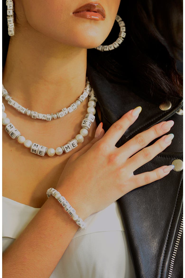 Blah Blah Blah Necklace, Alternate, color, White