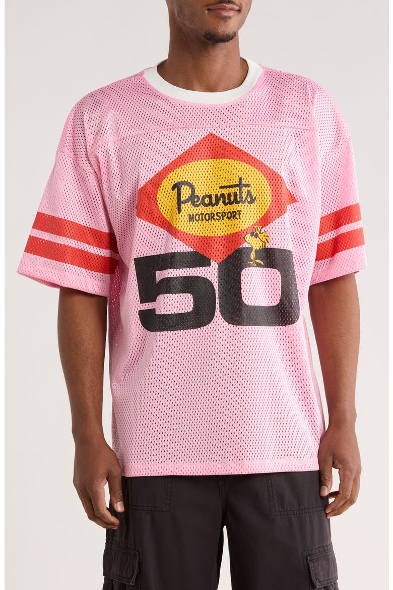 Peanuts® Racing Graphic T-Shirt, Main, color, PINK