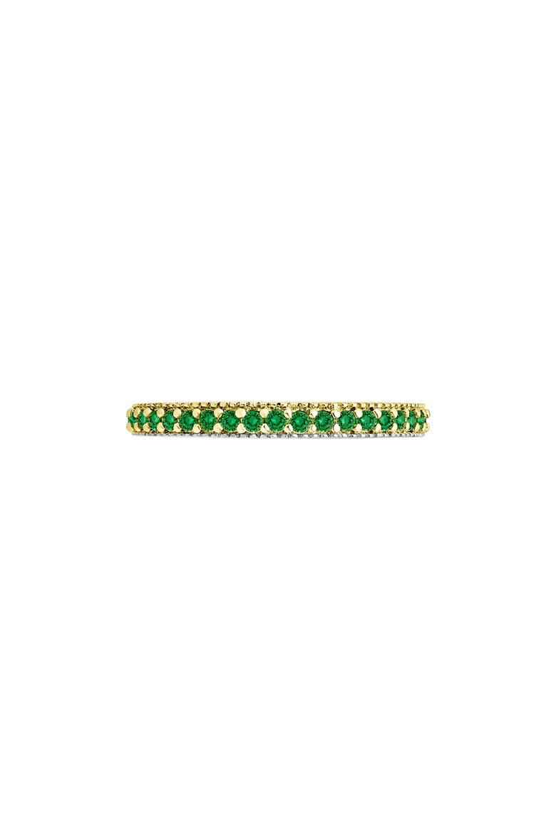 Cubic Zirconia Pavé Thin Band Ring, Alternate, color, GOLD/ EMERALD