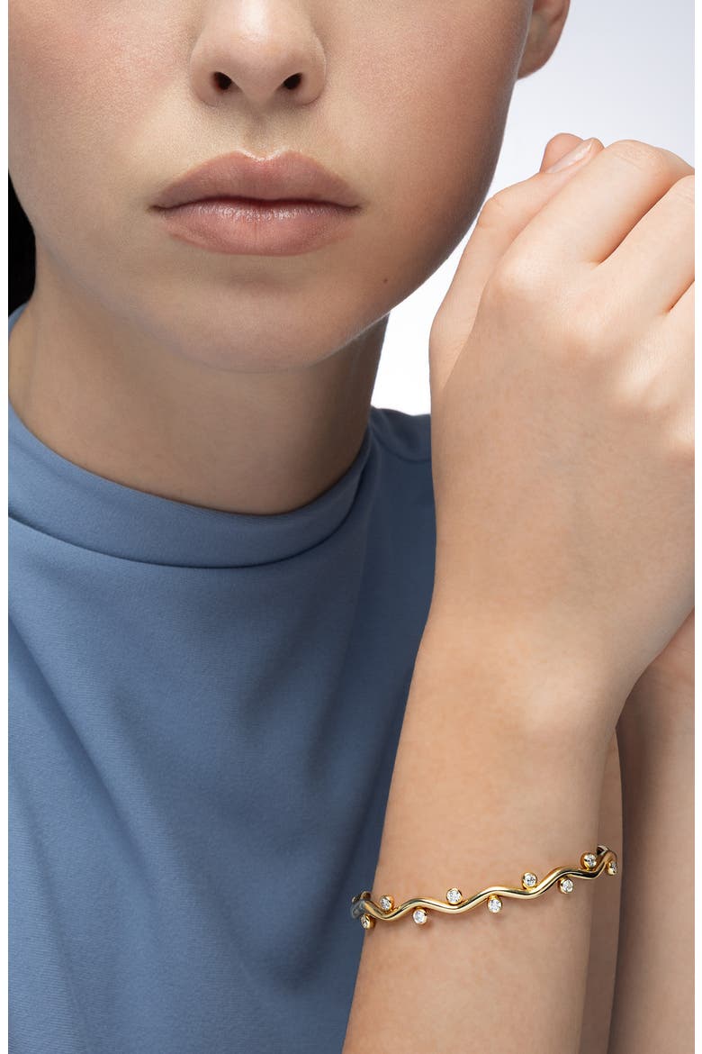 18K Gold Riva Wavy Bangle, Alternate, color, DIAMOND