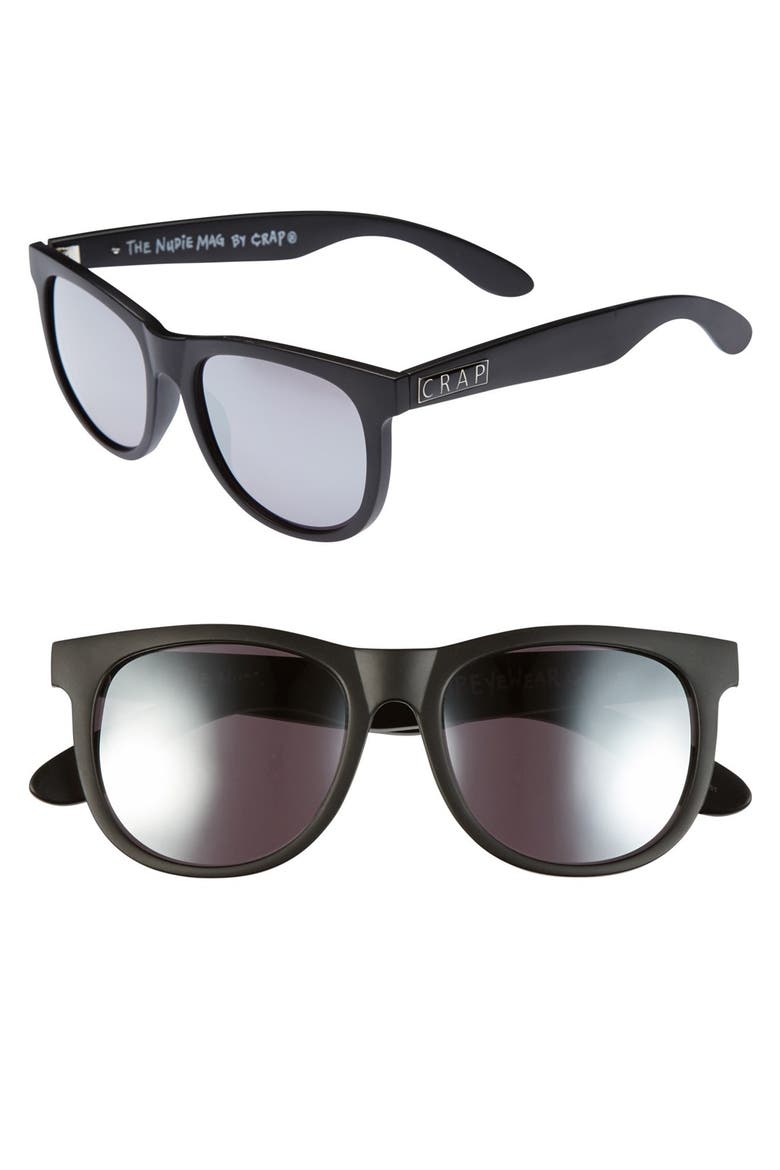 'Nudie Mag' 55mm Sunglasses, Main, color, FLAT BLACK/ SILVER