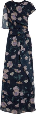 Erdem Floral Asymmetric Organza Cloqué Gown