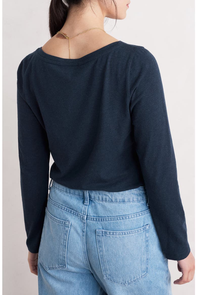 Easel Long Sleeve Stretch Organic Cotton Top, Alternate, color, MELANGE MARITIME
