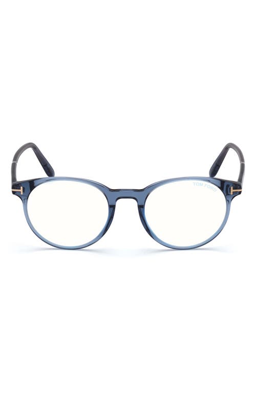 Tom Ford 49mm Round Blue Light Blocking Glasses