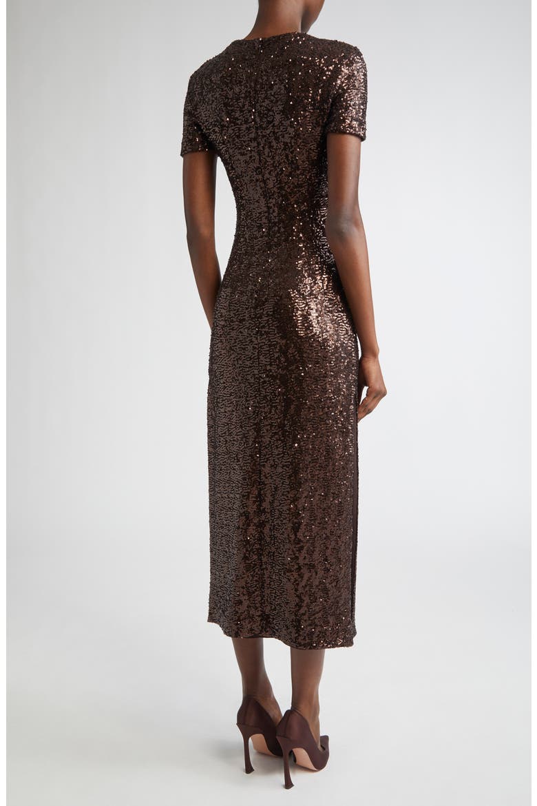 Sequin Midi T-Shirt Dress, Alternate, color, CHOCOLATE