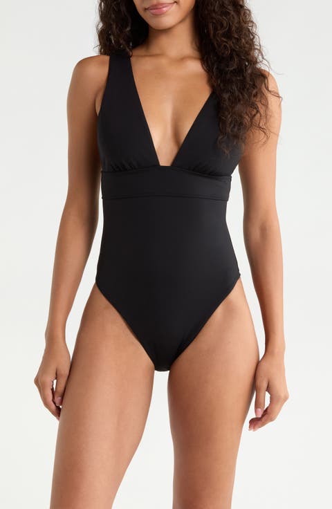 Modern V-Neck One-Piece Swimsuit