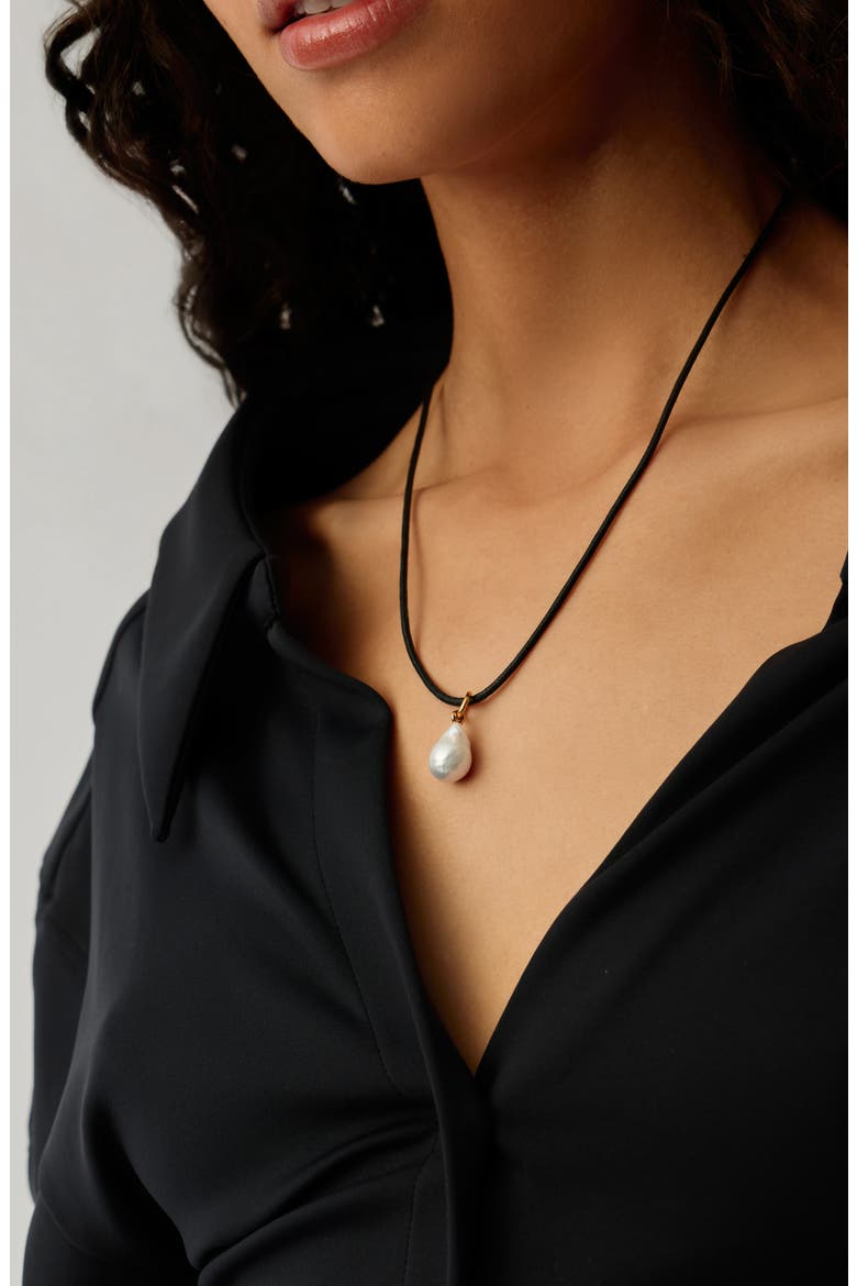 Cord with Cultured Pearl Necklace, Alternate, color, GOLD
