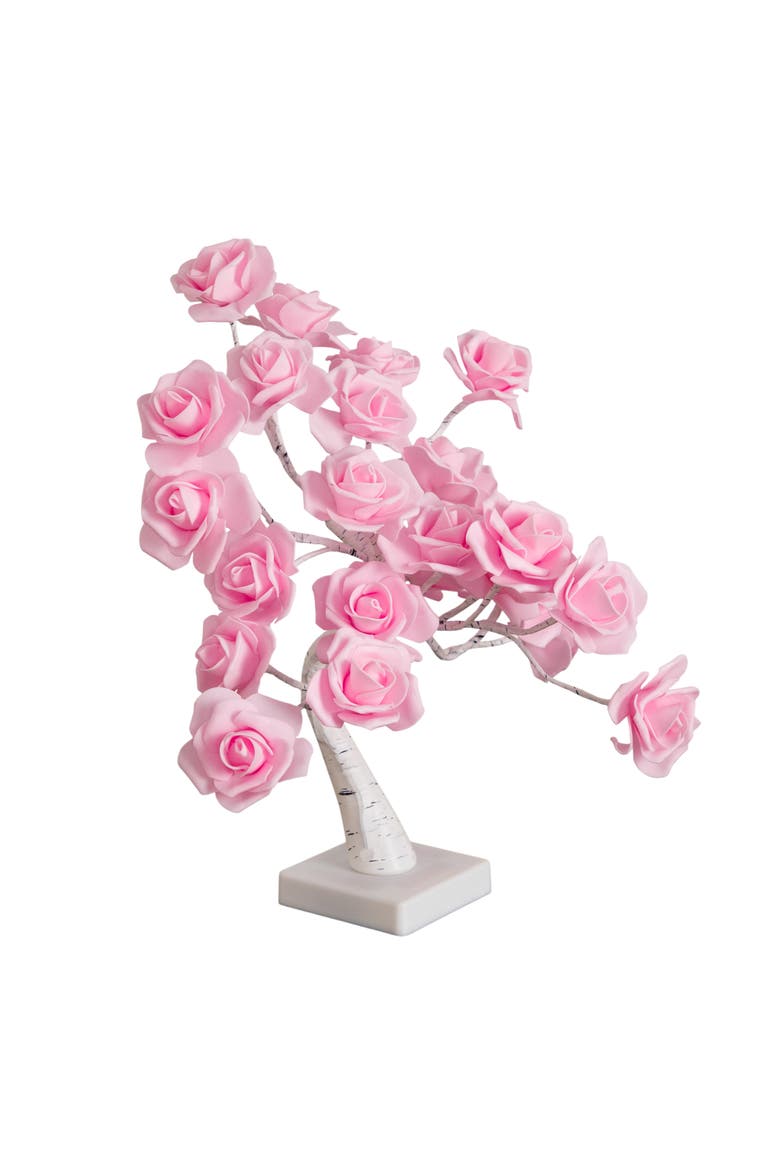 2-ft Pre-Lit Artificial Valentine's Day Twig Tree with 24 Rose Shaped LED Lights, Main, color, Pink