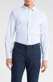 David Donahue Neat Print Performance Sport Shirt