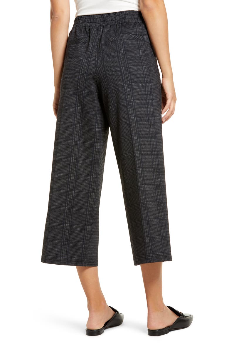 High Waist Crop Wide Leg Pants (Nordstrom Exclusive), Alternate, color, BLACK GREY