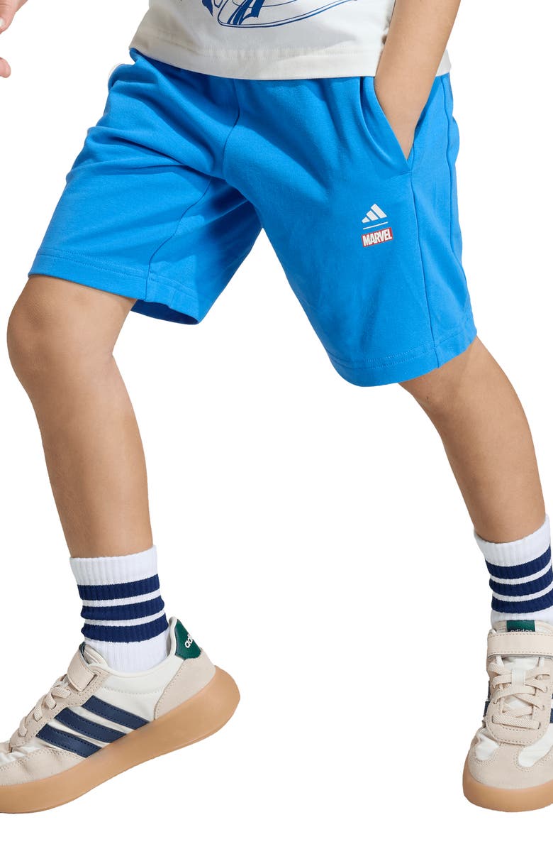 adidas Originals x Disney Kids' Marvel Avengers Graphic T-Shirt & Shorts Set, Alternate, color, Off White/ Ray Blue