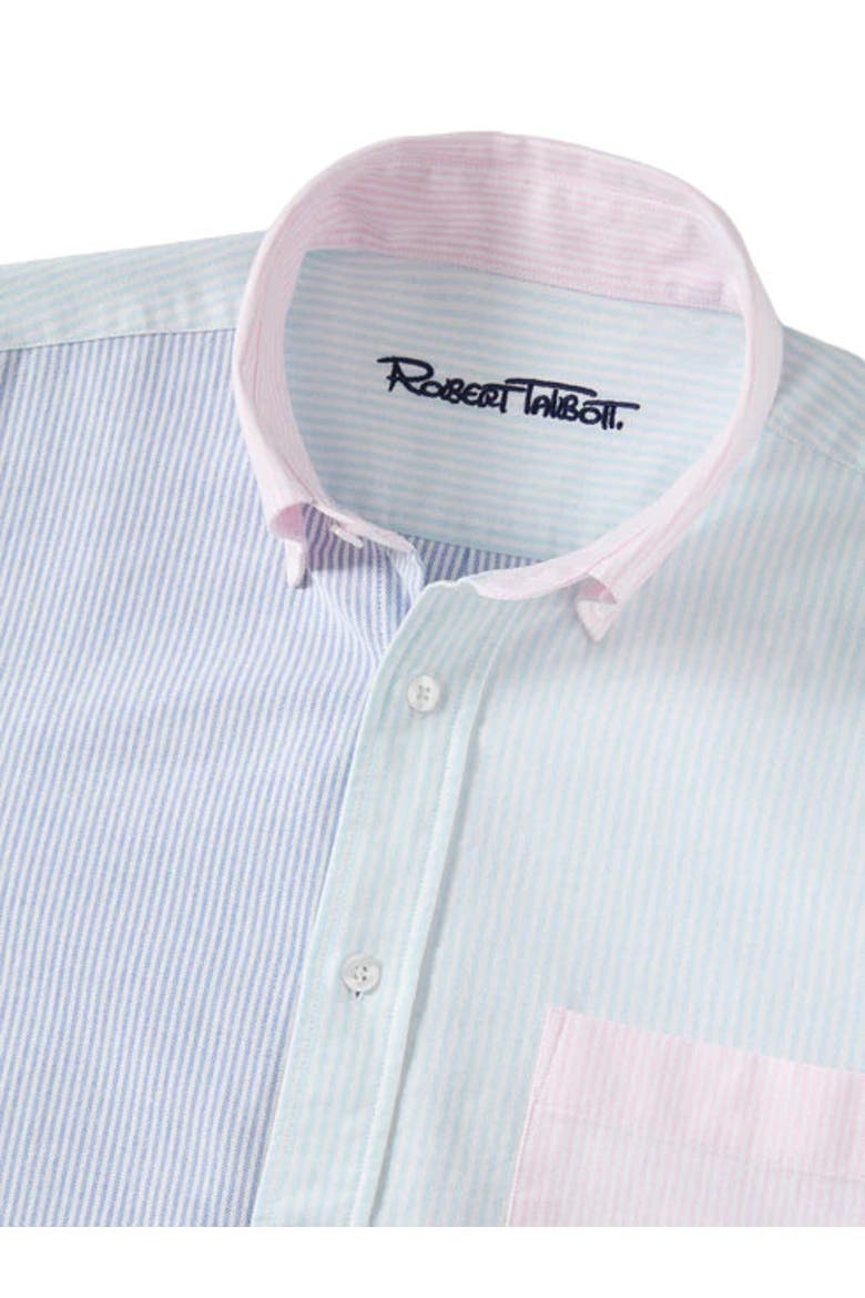 Harrison Button Down Fun Stripe Oxford Shirt, Alternate, color, Navy/Aqua/Pink