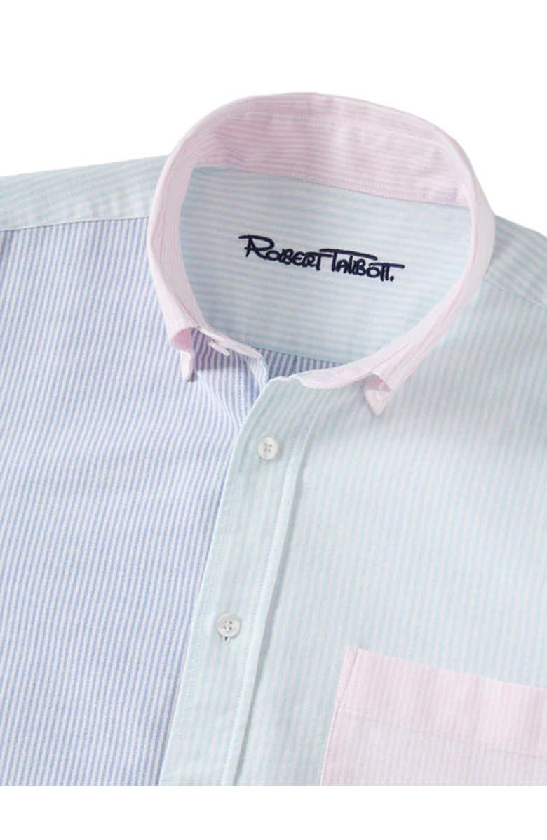 Robert Talbott Harrison Button Down Fun Stripe Oxford Shirt, Alternate, color, Navy/Aqua/Pink