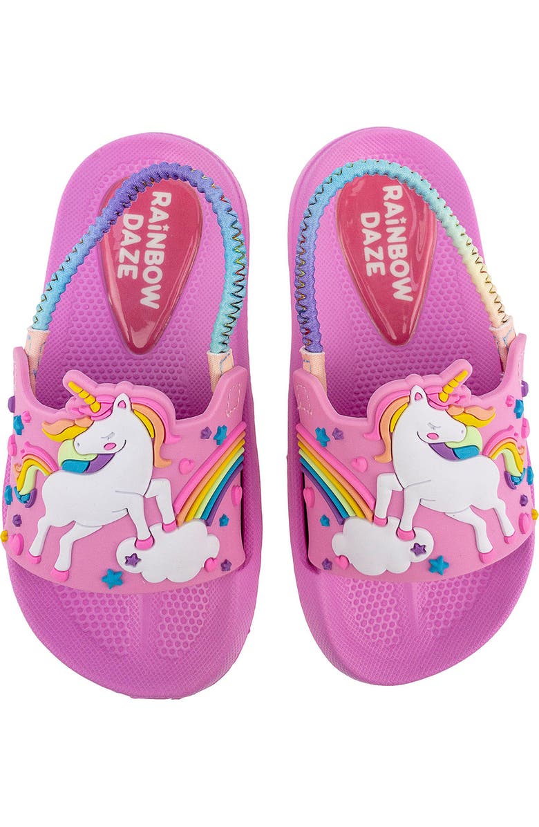 RAINBOW DAZE Unicorn Slingback Slide, Alternate, color,