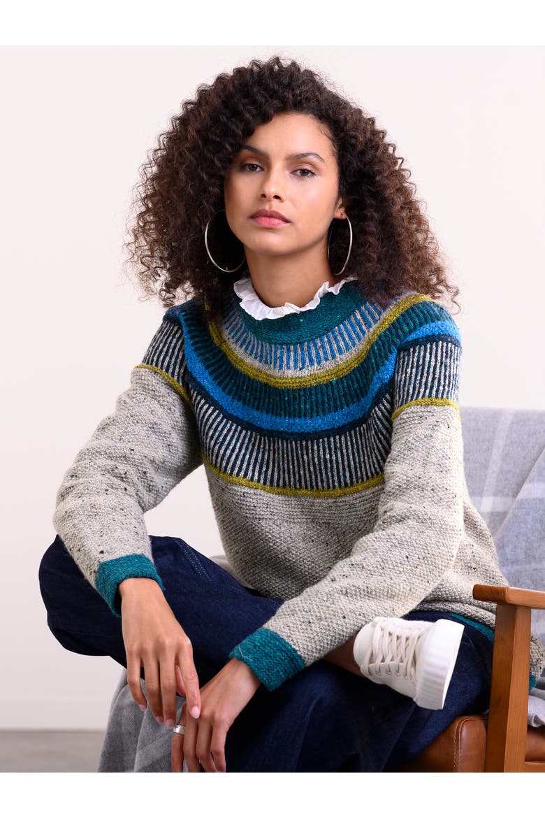 Statement Donegal Wool Sweater, Alternate, color, OATMEAL FLECK / ICELANDIC