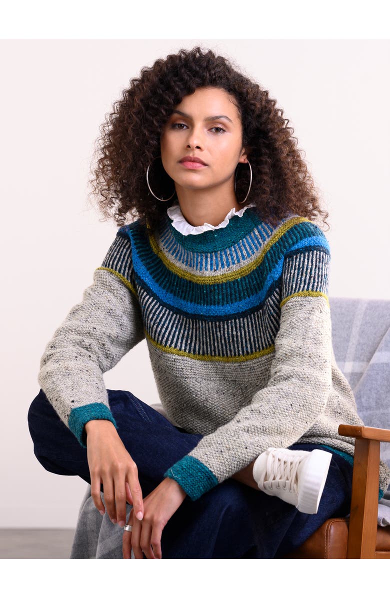 Celtic & Co. Statement Donegal Wool Sweater, Alternate, color, Oatmeal Fleck / Icelandic