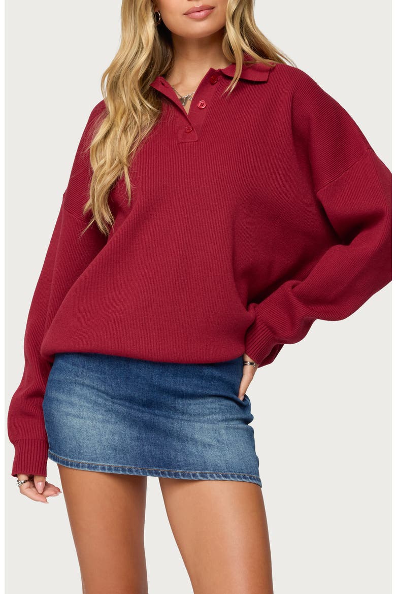 Lorie Oversize Polo Sweater, Main, color, RED