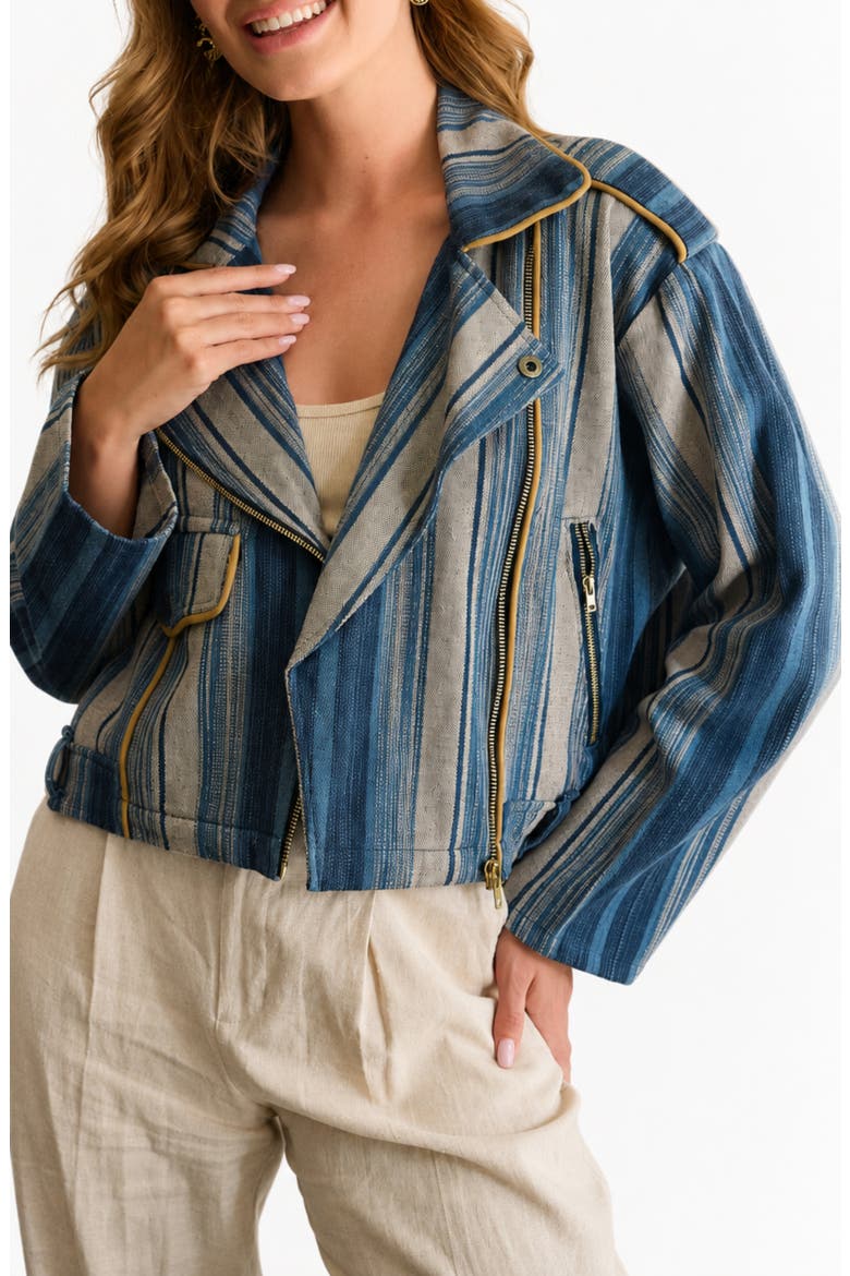 Striped Denim Jacket, Main, color, BLUE