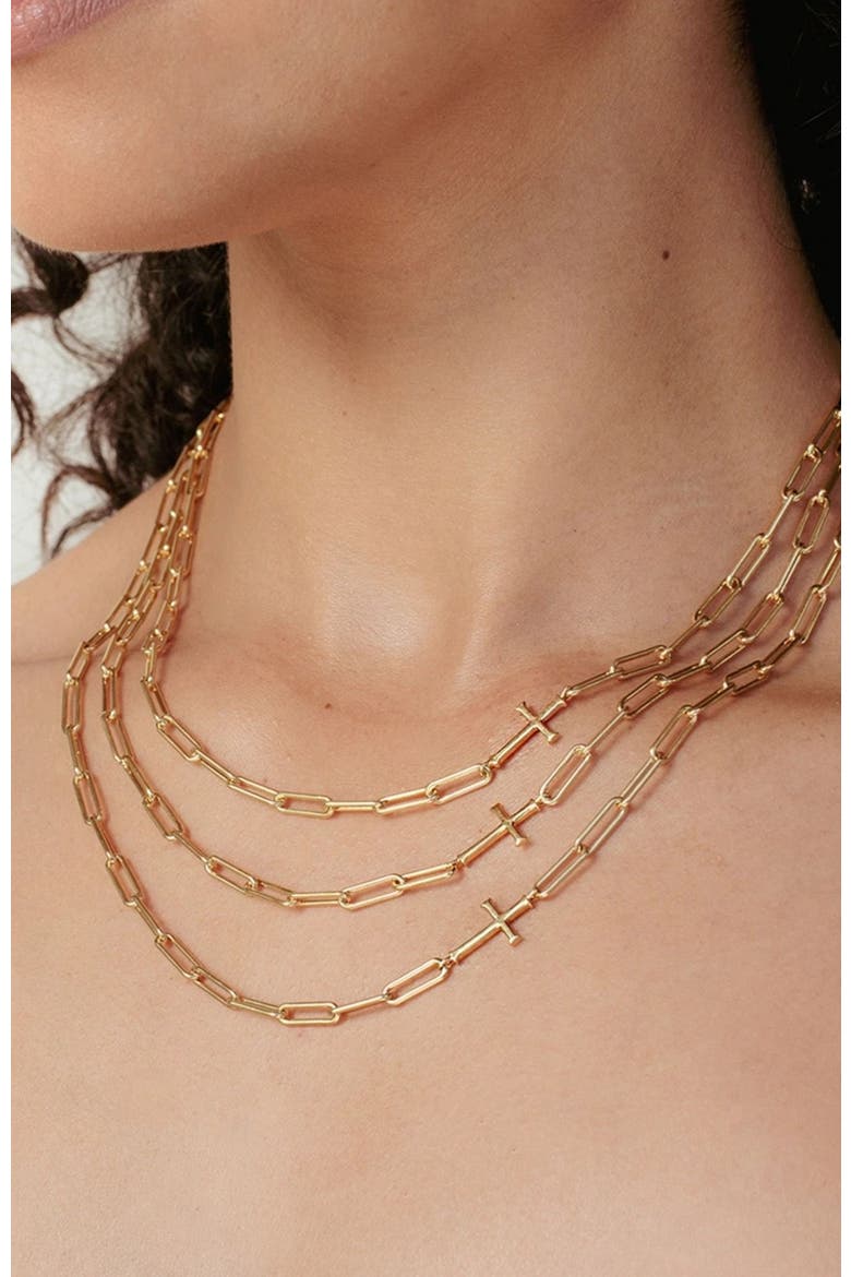 Chain Breaker Cross Necklace, Alternate, color, 18k Gold Plated