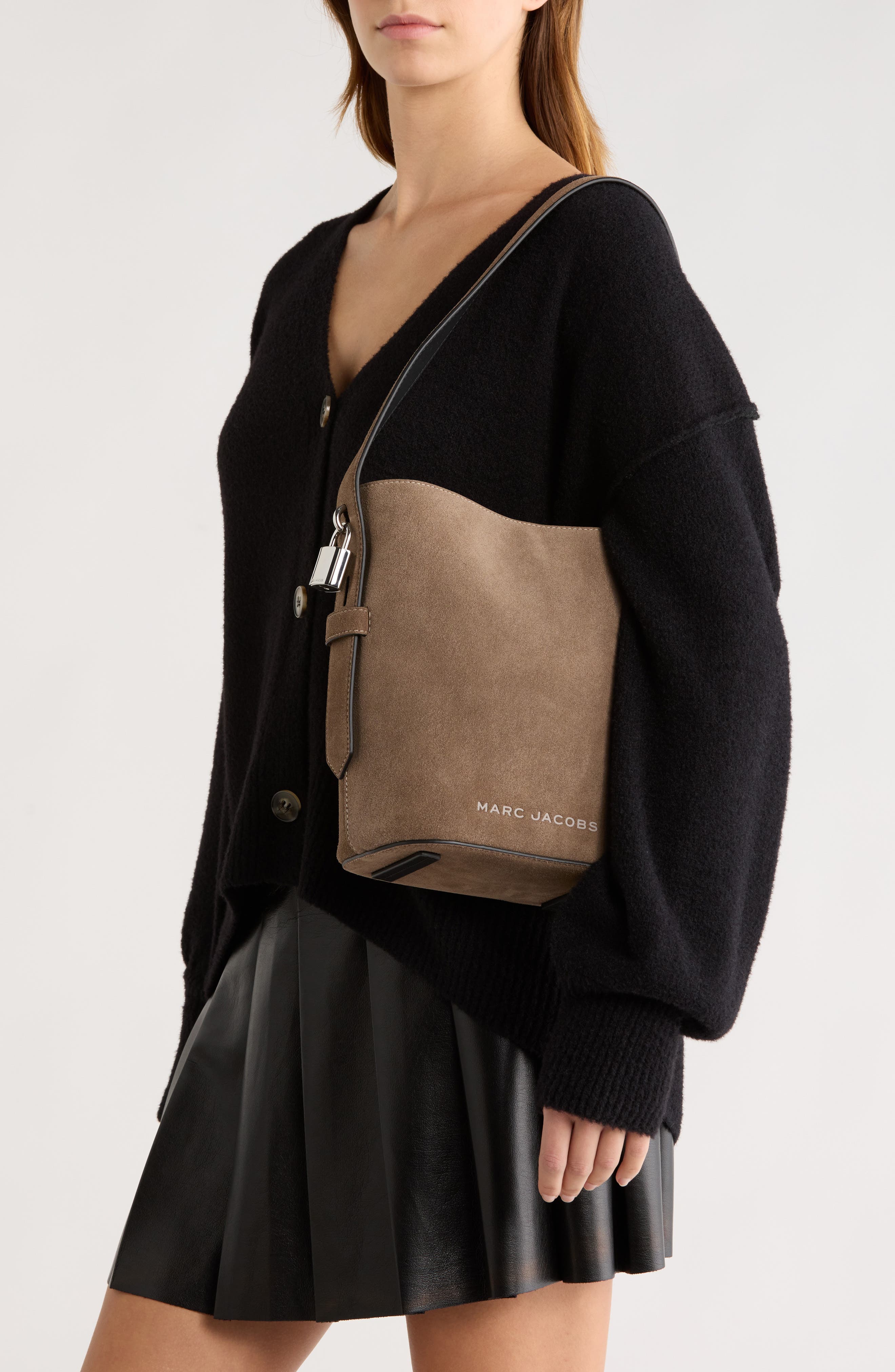 Marc Jacobs Suede Bucket Bag, Alternate, color, Concrete