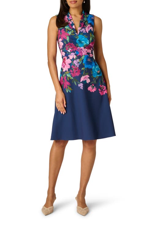 Floral V-Neck Twill Dress