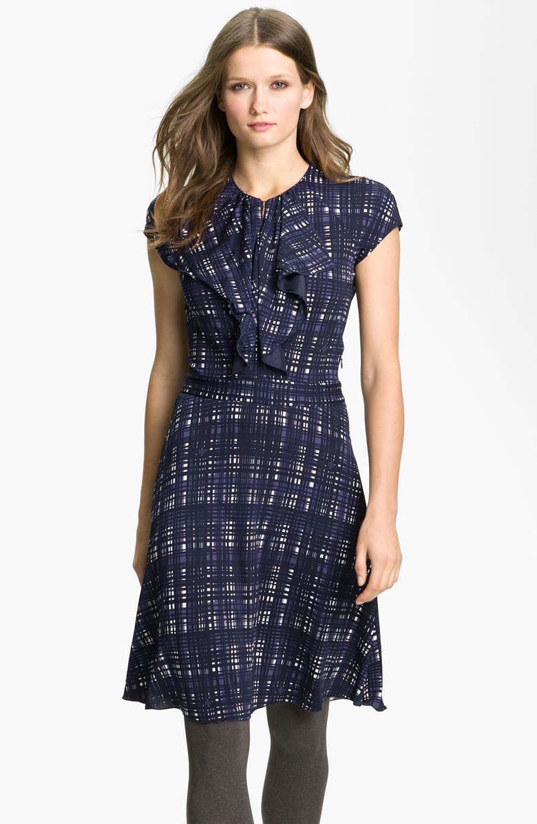 Tory Burch 'Clementine' Plaid A-Line Dress, Main, color, 