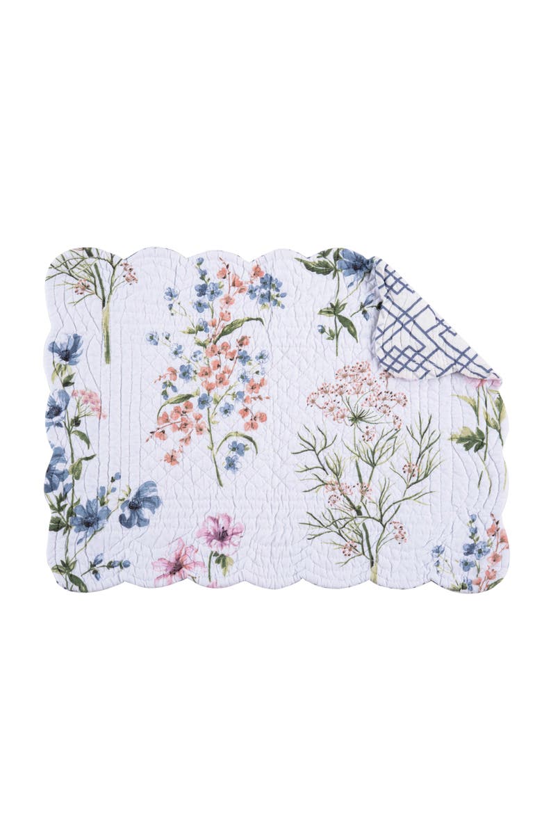 C&F Home Cynthia Cotton Quilted Reversible Placemats Set of 6, 13" x 19", Alternate, color, Purple