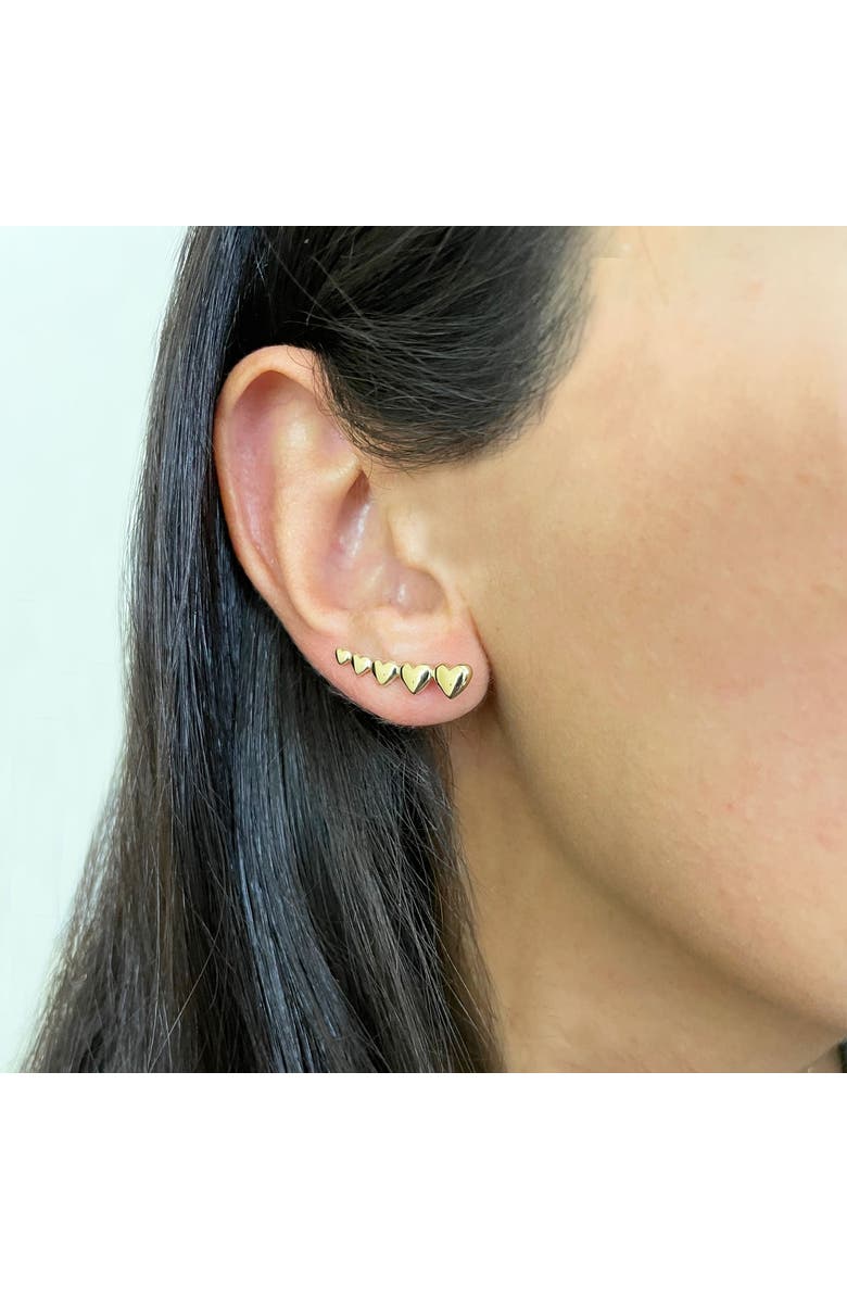 The Lovery Fine Jewelry Heart Ear Climber Earrings, Alternate, color, Yellow Gold