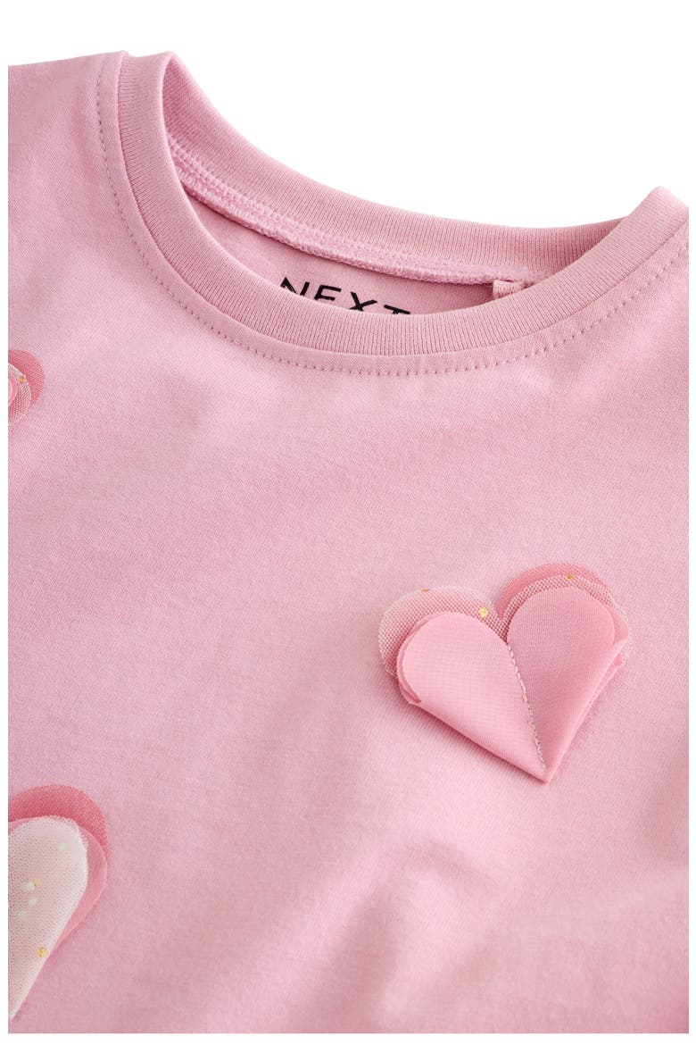 Kids' Sparkle Heart Appliqué Long Sleeve Cotton Graphic T-Shirt, Alternate, color, PINK