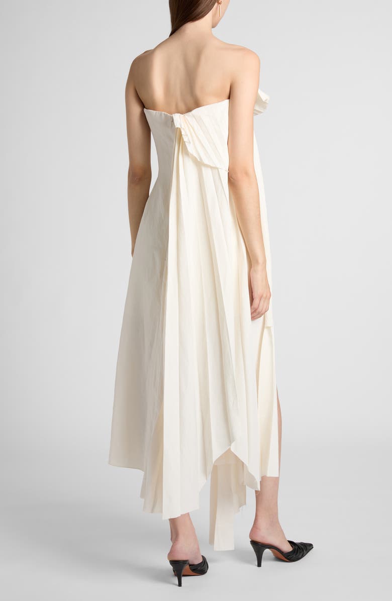 McQueen Strapless Asymmetric Plissé Evening Dress, Alternate, color, Ivory