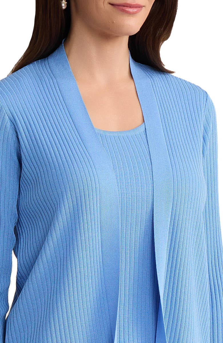 Jones New York Sutton Open Front Rib Knit Cardigan, Alternate, color, Blue Horizon