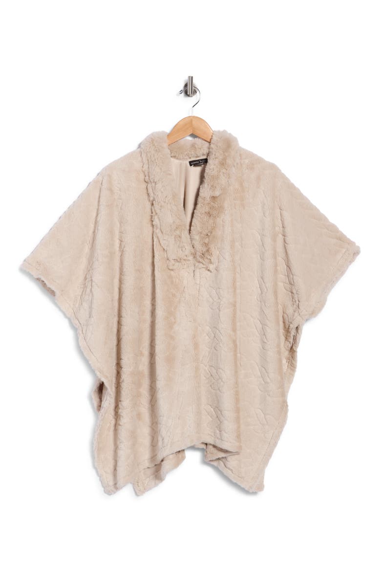 Ribbed Knit Cardigan Poncho, Alternate, color, CREAM