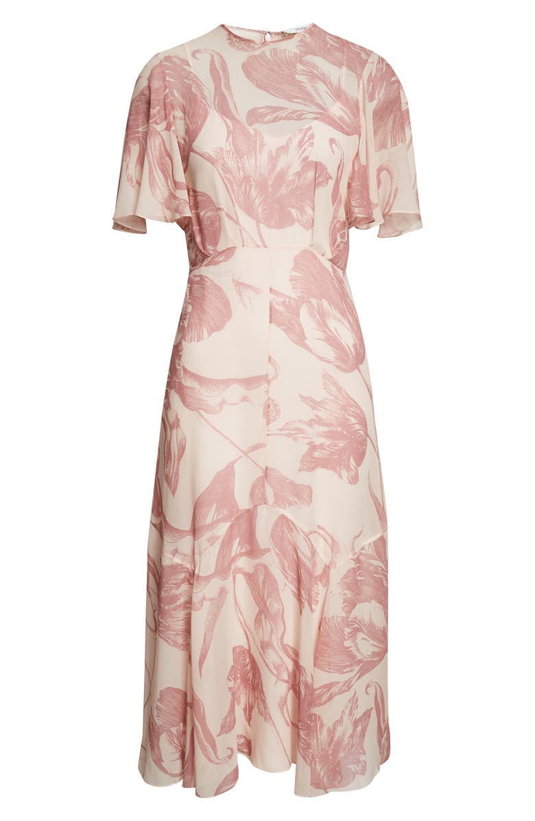 Erdem Botanical Engraving Silk Voile A-Line Midi Dress, Alternate, color, Botanical Engraving Cameo Pink