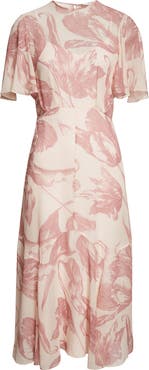 Erdem Botanical Engraving Silk Voile A-Line Midi Dress