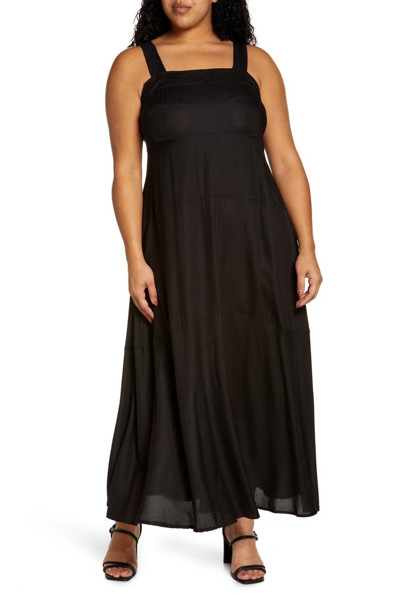 Sleeveless Tiered Maxi Dress, Alternate, color, RICH BLACK