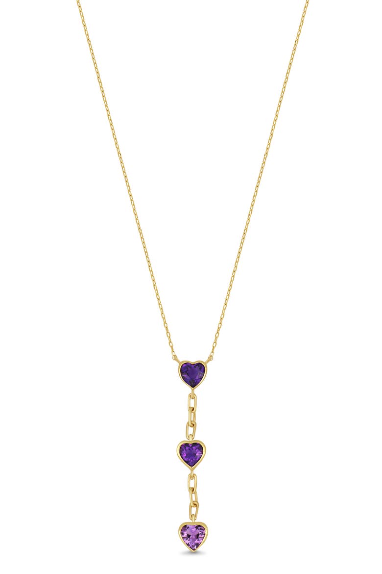 14K Gold Amethyst Heart Pendant Necklace, Main, color, 14K YELLOW GOLD