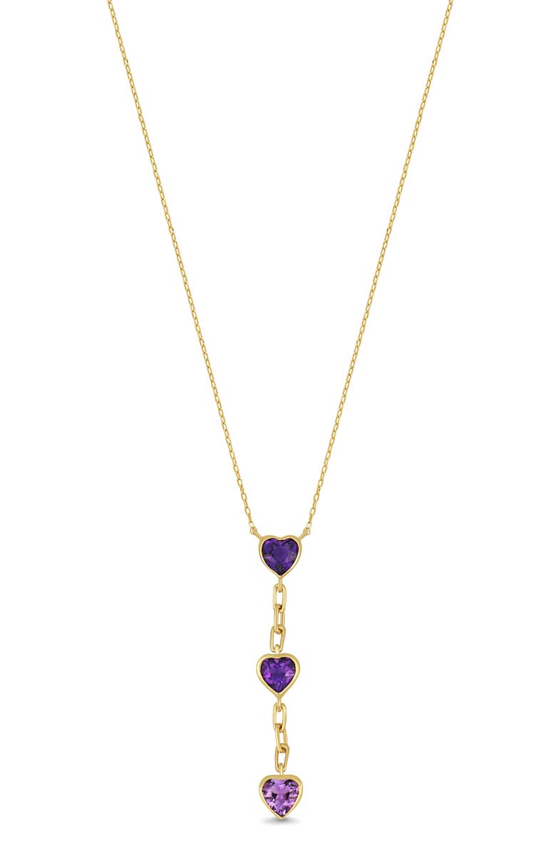 Bony Levy 14K Gold Amethyst Heart Pendant Necklace, Main, color, 14K Yellow Gold