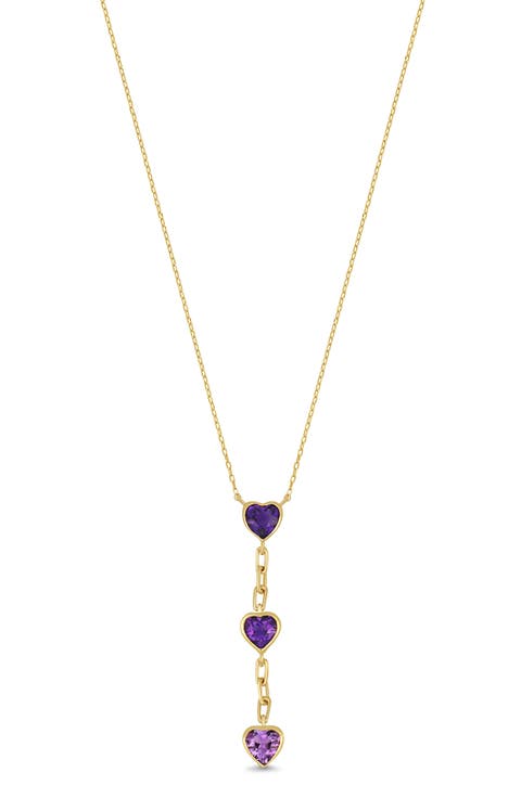 14K Gold Amethyst Heart Pendant Necklace