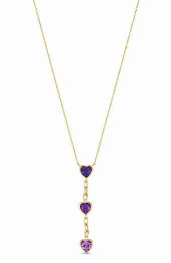 14K Gold Amethyst Heart Pendant Necklace
