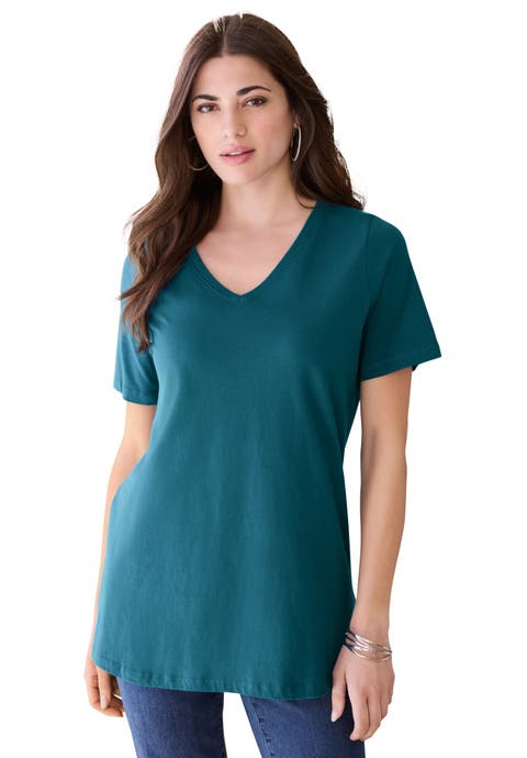 Plus Size Cotton Ultimate V Neck Tee