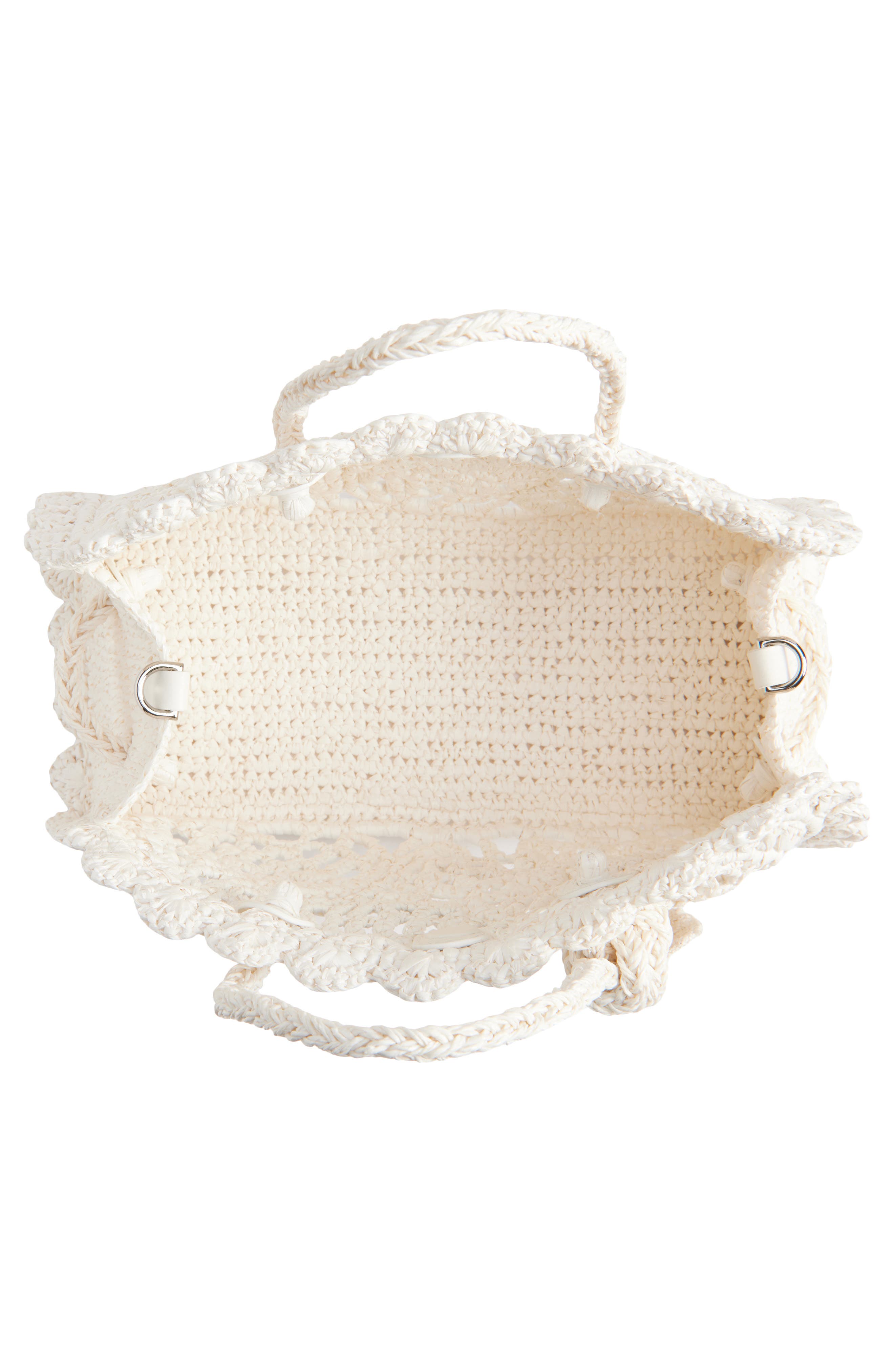 Jacquemus The Small Turismo Crochet Raffia Effect Bowling Bag, Alternate, color, White 100