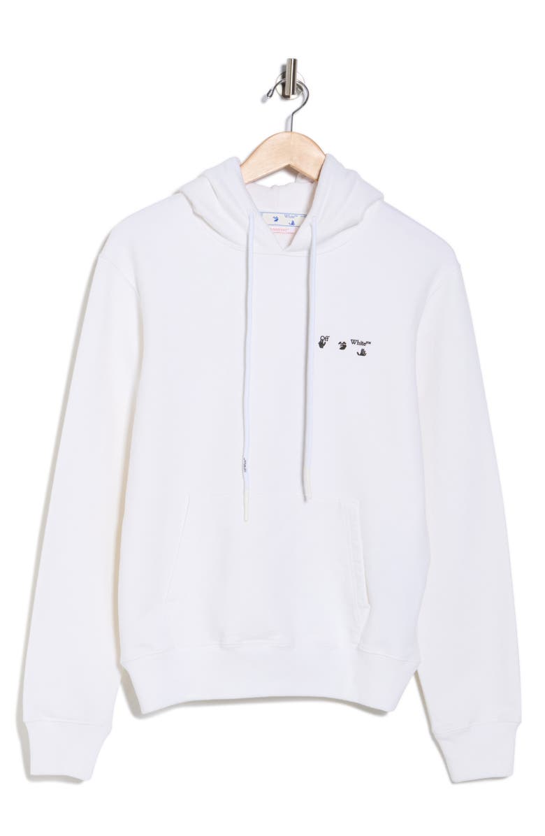 Off-White Slim Fit Logo Cotton Graphic Hoodie, Alternate, color, White And Black