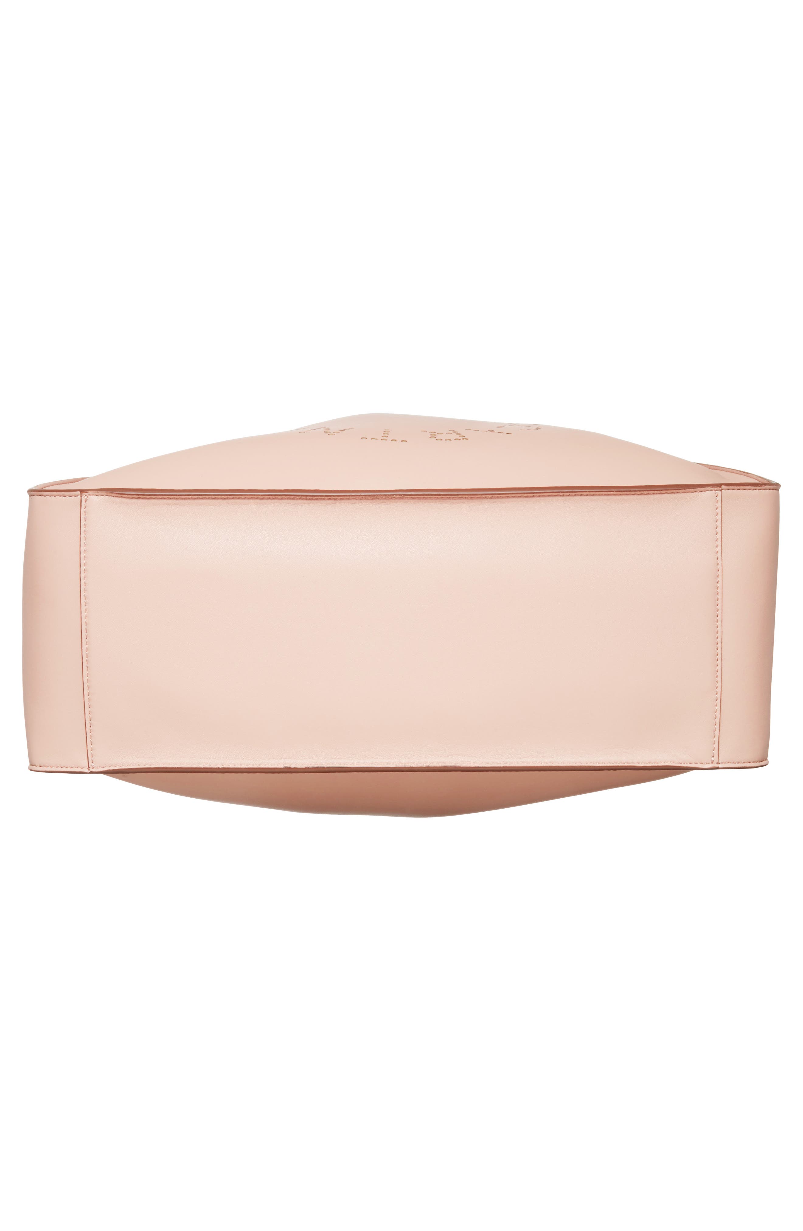 Medium Perforated Logo Faux Leather Tote, Alternate, color, POWDER PINK