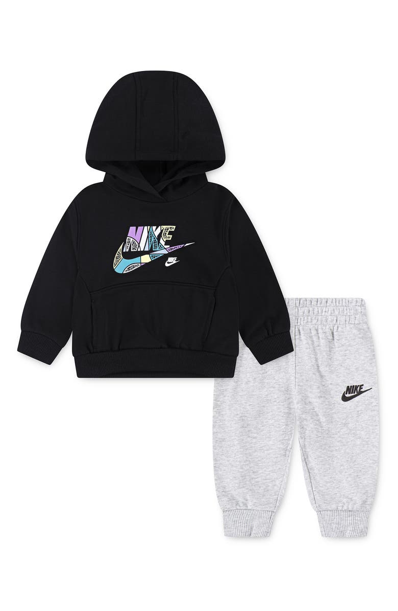 Nike Outline Hoodie & Joggers Set, Main, color, Light Smoke Grey Heather/Black